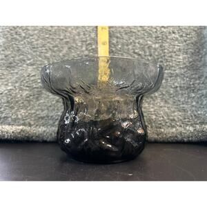 Driftwood Smoke Glass Flowerlite Vase With Flower Frog Vintage Seneca Glass Co